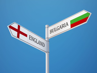 Bulgaria England  Sign Flags Concept