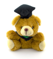 Teddy bear wearing a black hat