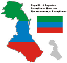 outline map of Dagestan with flag