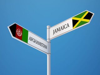 Afghanistan. Jamaica  Sign Flags Concept