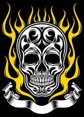 Ornate Flame Skull
