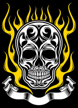 Ornate Flame Skull