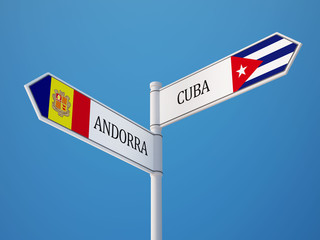 Cuba Andorra  Sign Flags Concept