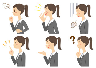 横向き　ポニーテールのビジネスウーマン