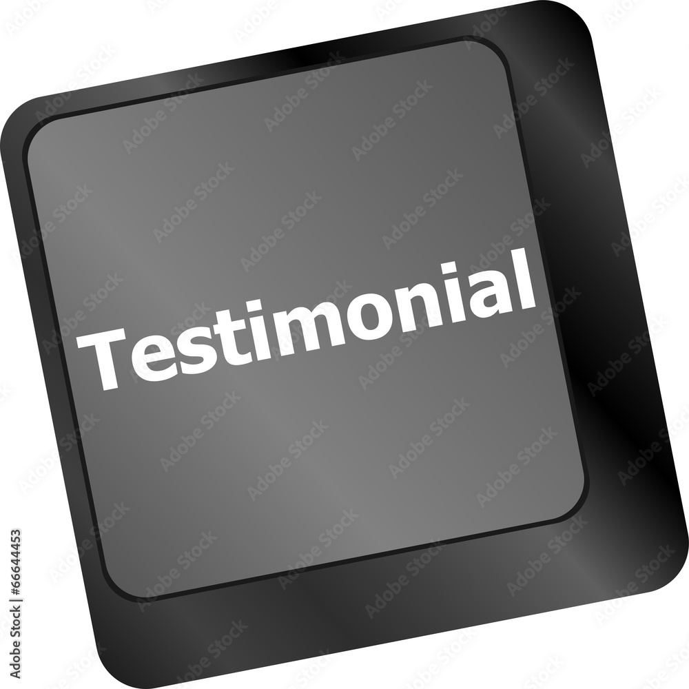 Poster testimonial button on keyboard key