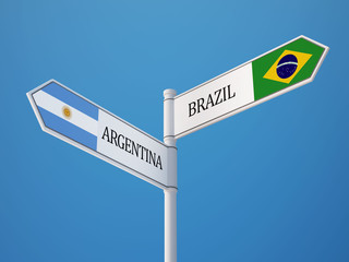 Brazil Argentina  Sign Flags Concept