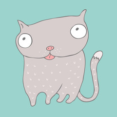 cute cat, kitten, pet vector illustration, hand drawn