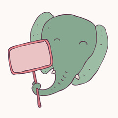 Cute cartoon elephant with notice vector illustration