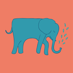Cute cartoon elephant vector illustration, hand drawn