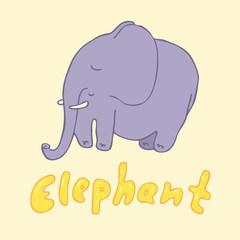Obraz premium Cute violet elephant, vector illustration, hand drawn