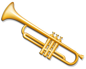 Obraz premium Trumpet. Brass wind musical instrument