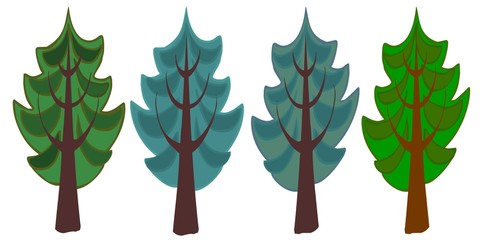 Obraz premium The illustration of cartoon spruce trees