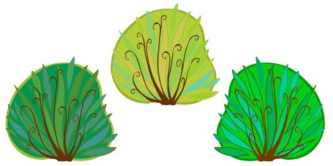 The illustration of cartoon bushes