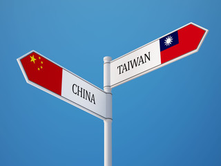 Taiwan China  Sign Flags Concept