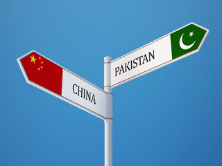 Pakistan China  Sign Flags Concept