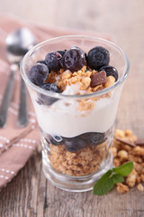 muesli, yogurt and blueberry