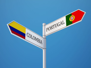 Portugal Colombia  Sign Flags Concept
