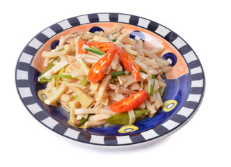 thai food,bamboo shoots sliced fried with pork