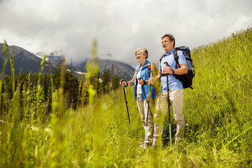Fototapeta na wymiar Senior couple hiking