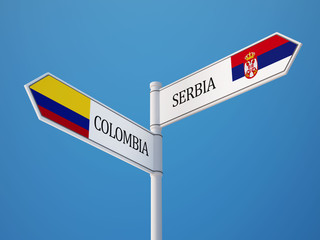 South Africa Colombia  Sign Flags Concept