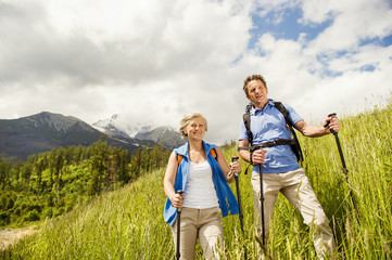 Senior couple hiking