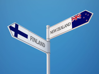 Finland New Zealand  Sign Flags Concept