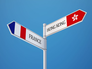 France Hong Kong  Sign Flags Concept