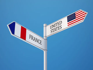 United States France  Sign Flags Concept
