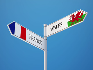 Wales France  Sign Flags Concept