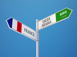 Saudi Arabia France  Sign Flags Concept