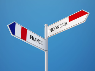 Indonesia France  Sign Flags Concept