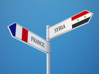 Syria France  Sign Flags Concept