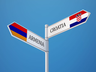 Croatia. Armenia  Sign Flags Concept