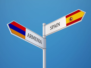 Spain Armenia  Sign Flags Concept