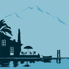 Fototapeta premium Restaurant am Seeufer