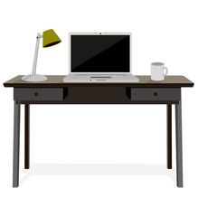 Desk with laptop