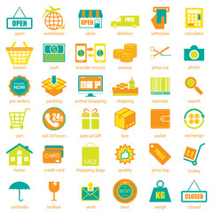 Shopping and logistic icons  set, vector