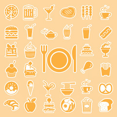 vector menu food and drink icons set