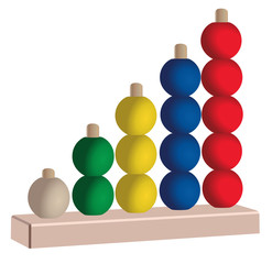 Wooden or plastic five colored vertical abacus toy