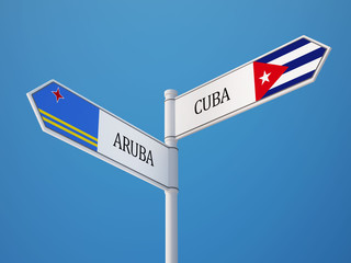 Cuba Aruba.  Sign Flags Concept