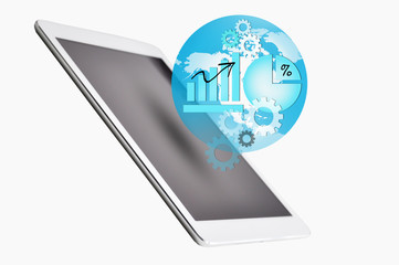 Digital tablet and media globalization concept