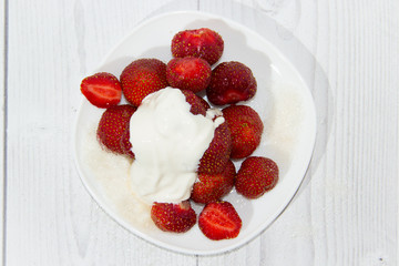 Strawberry in white plate