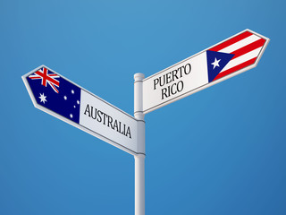 Puerto Rico Australia  Sign Flags Concept