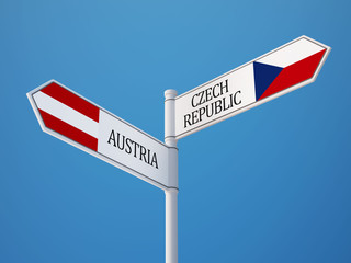 Austria Czech Republic  Sign Flags Concept
