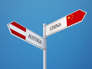 Austria China  Sign Flags Concept