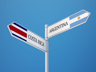 Costa Rica. Argentina  Sign Flags Concept