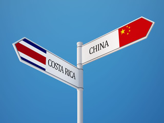 Costa Rica. China  Sign Flags Concept