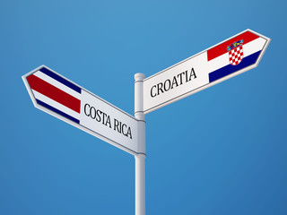 Croatia. Costa Rica.  Sign Flags Concept