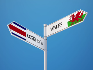 Wales Costa Rica.  Sign Flags Concept
