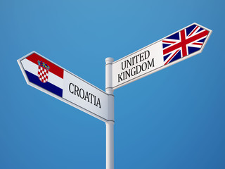 United Kingdom Croatia.  Sign Flags Concept